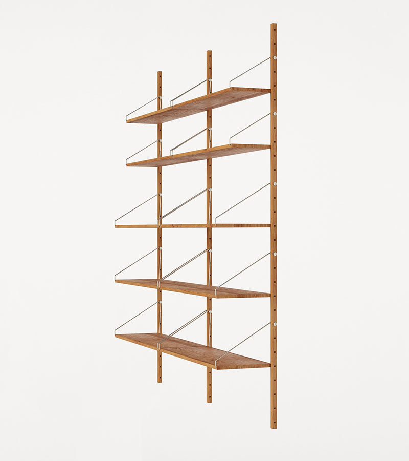 H1852 | Double Section · Natural Oak · Shelf Library