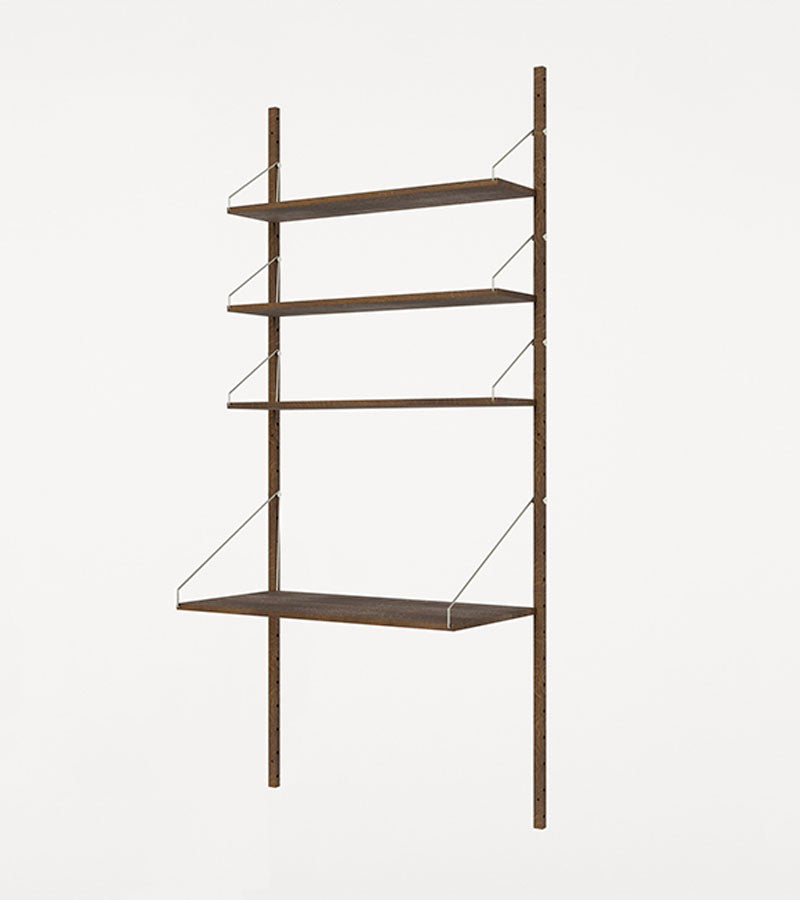 H1852 | Desk Section · Dark Oak · Shelf Library