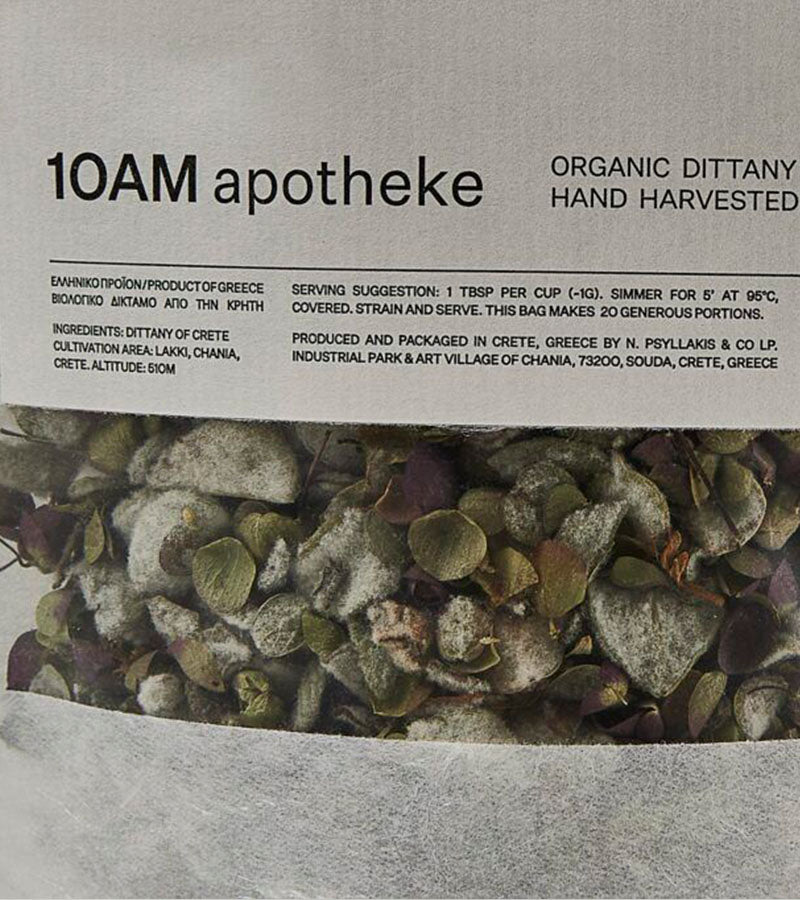 Organic Dittany Herbal Tea fra 10AM Apoteke, et livsstilsmarkedet fra 10AM Loft. Organisk te av Merian urter de hvite fjellene på Kreta. Kollekted by en interiørforretning på Grünerløkka i Oslo forhandler av 10AM Apoteke.