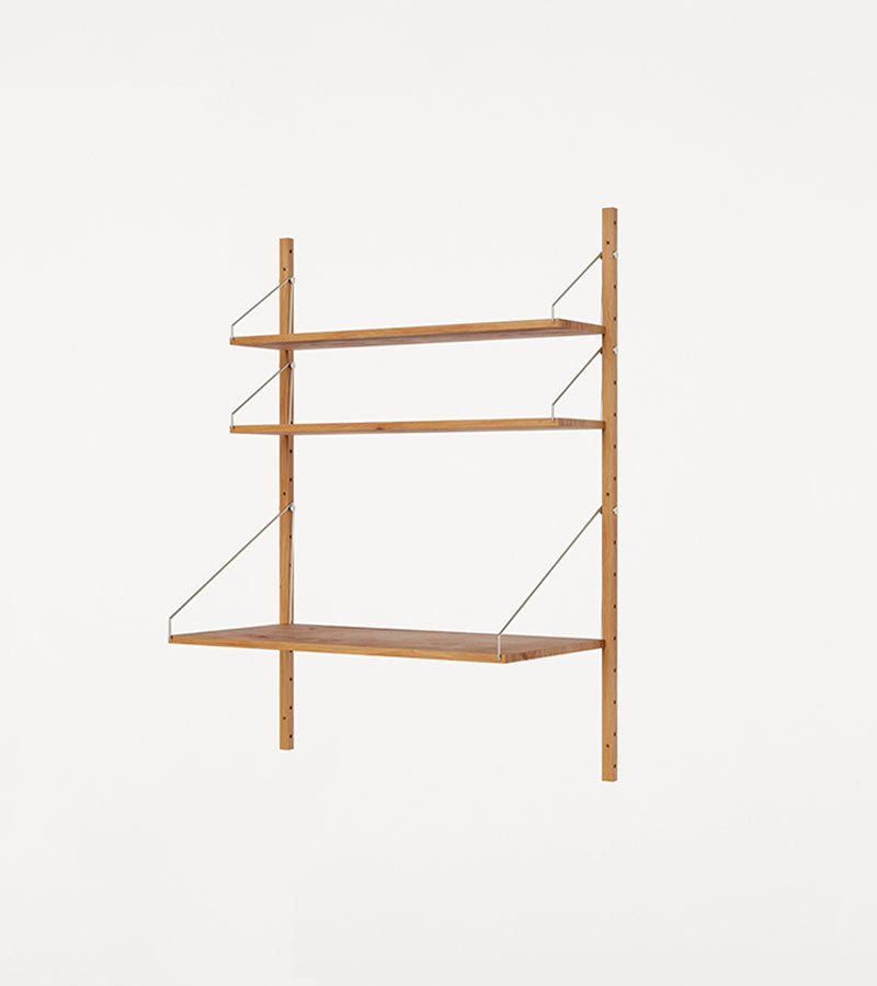 H1148 | Desk Section · Natural Oak · Shelf Library