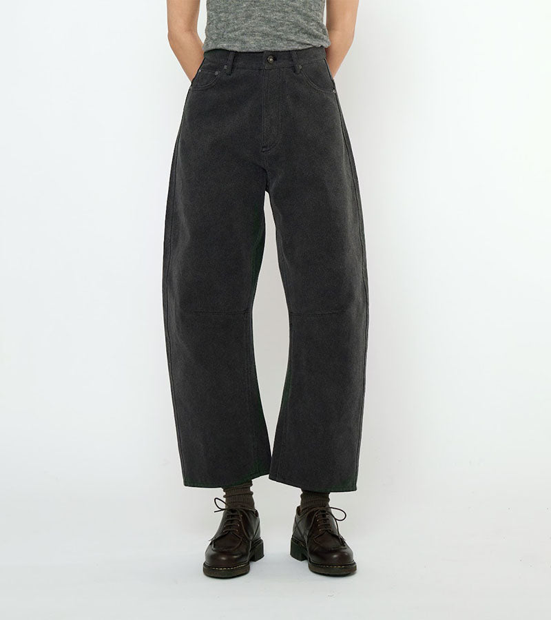 Curve Legged Work Trouser | Washed Black