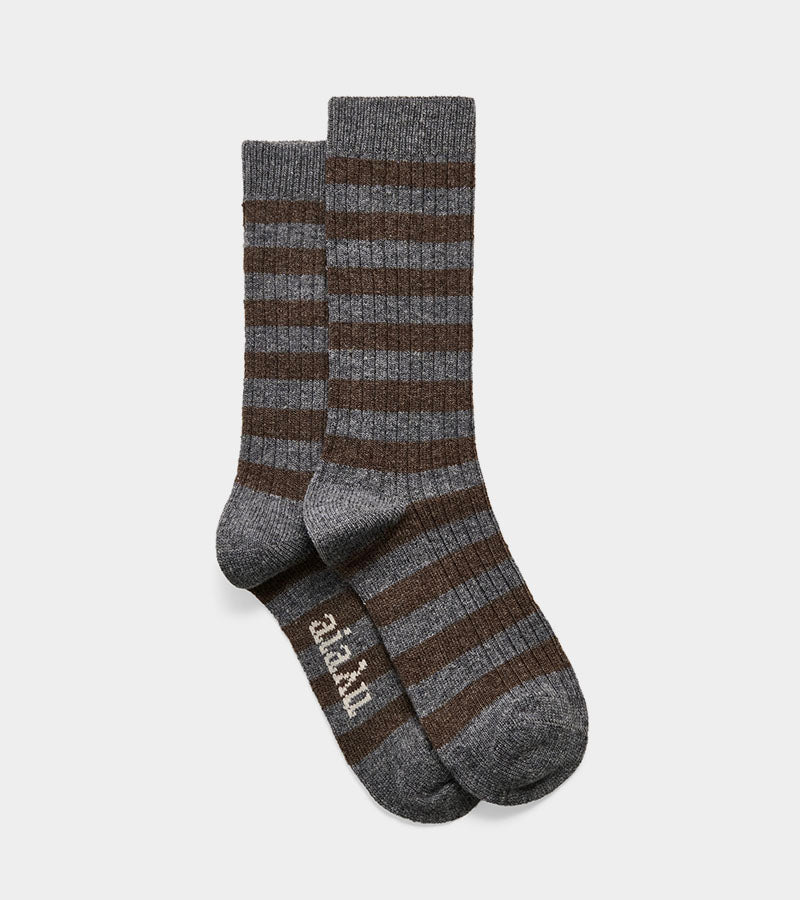 Striped Cashmere Sock | Mix Grey