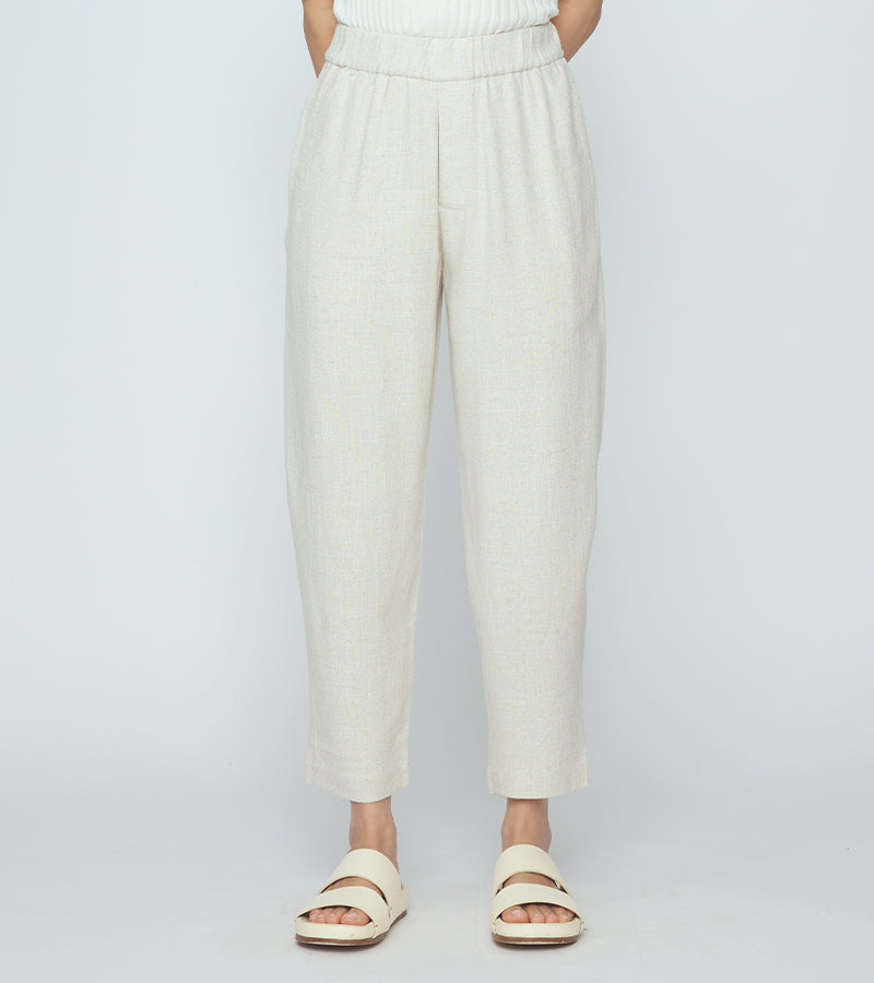 Signature Elastic Pull-Up Trouser | Oatmeal