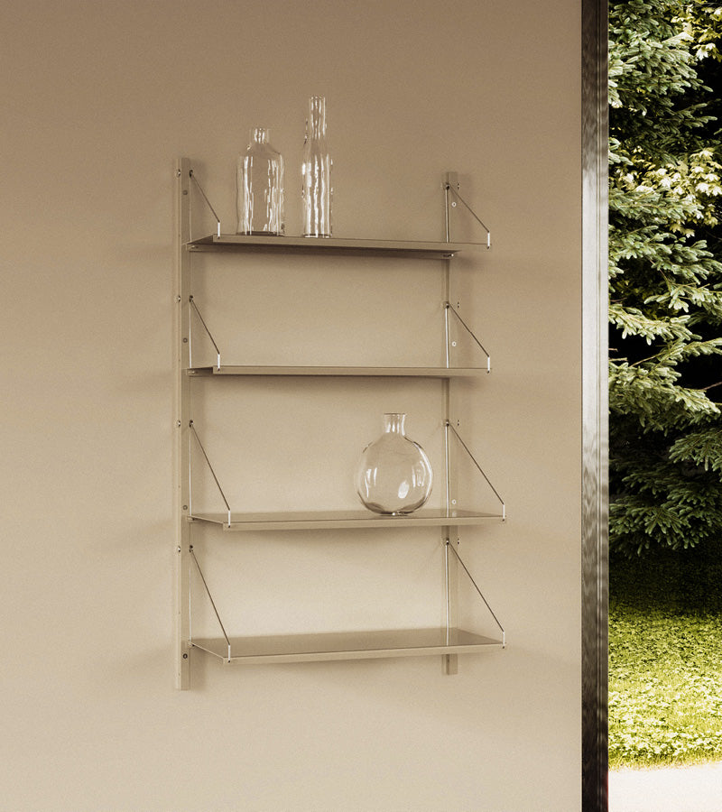 H1084 | W60 | Single Section · Warm White Steel · Shelf Library