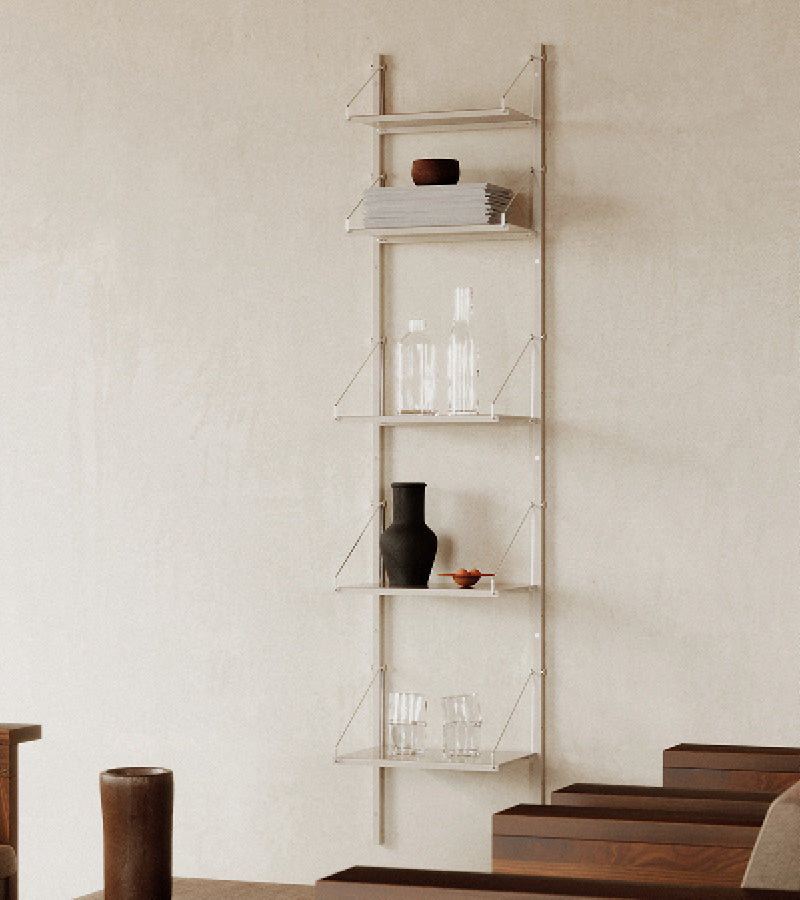 H1852 | W40 | Single Section · Warm White Steel · Shelf Library