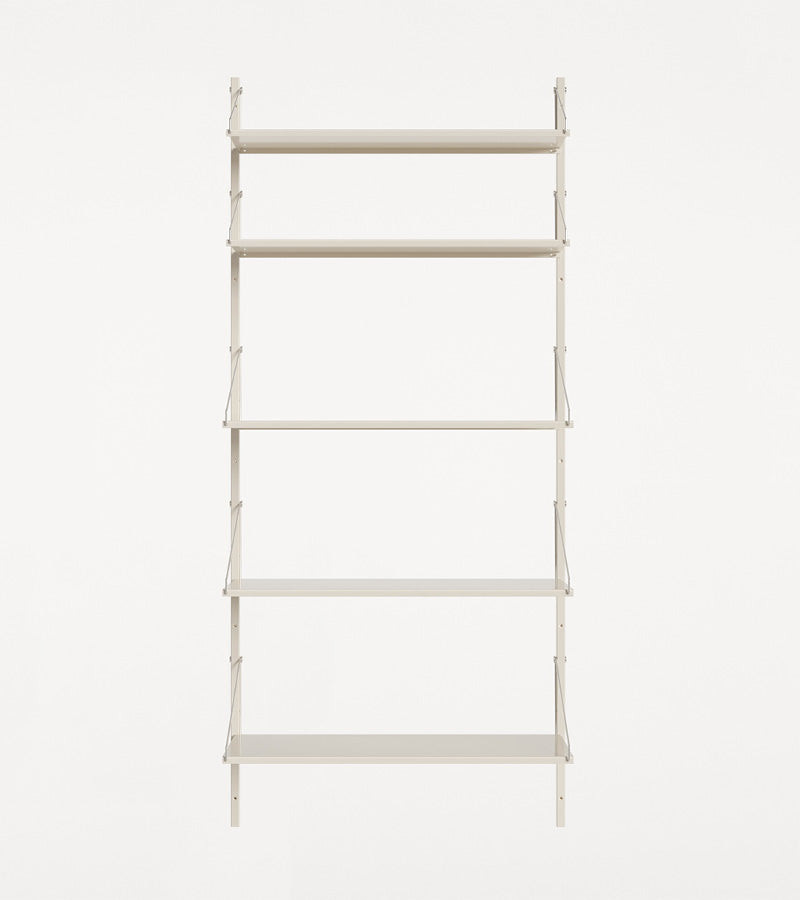 H1852 | W80 | Single Section · Warm White Steel · Shelf Library